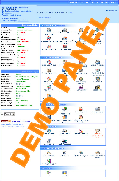 CPanel Kontrol Paneli Demo